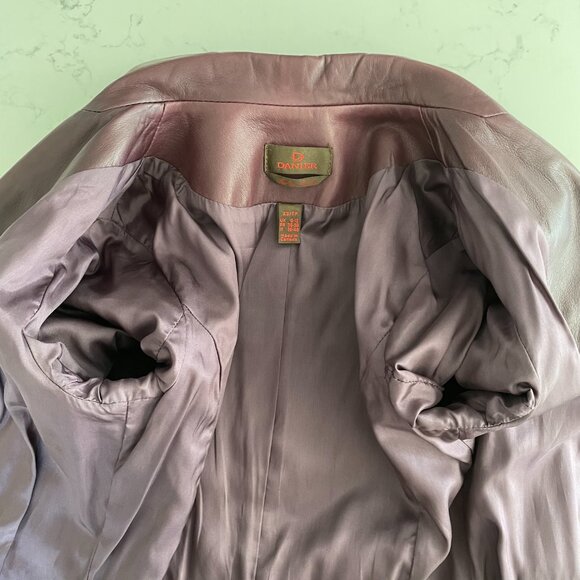 Danier Genuine Italian Leather 4 Button Lined Fitted Coat Purple/Wine XS NWOT - Picture 12 of 15